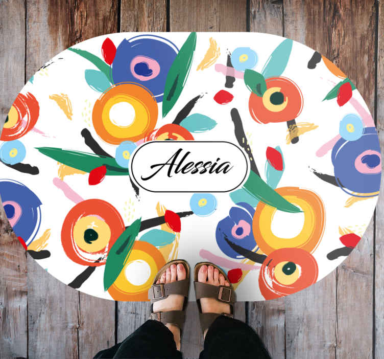 Tappeto in vinile nome Fiori colorati di arte astratta