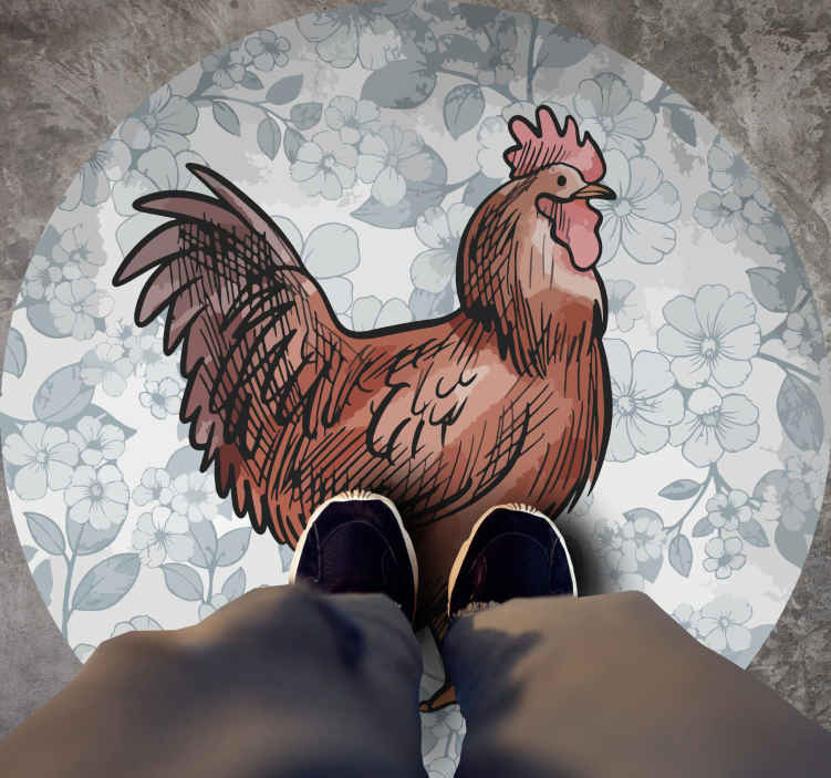 Alfombra vinílica animales gallo encantador - TenVinilo