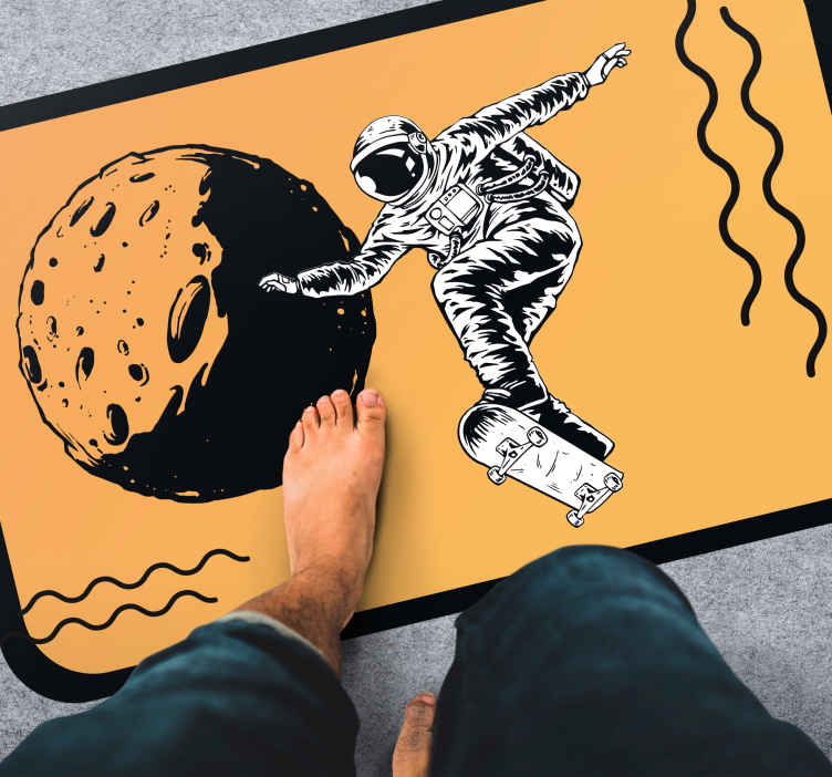 Alfombra vinílica infantil astronauta en patineta - TenVinilo