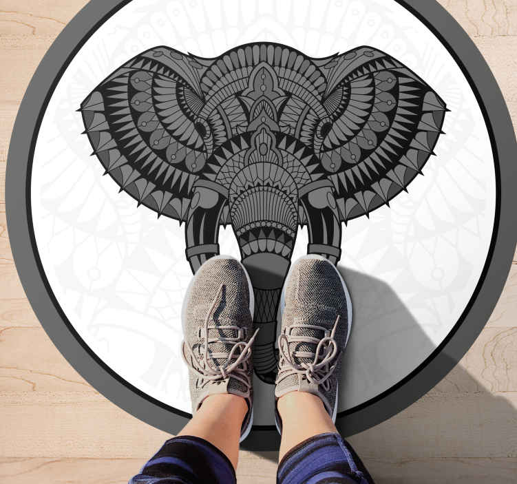 Elefant med mandala tekstur vinyl teppe mandala - Tenstickers