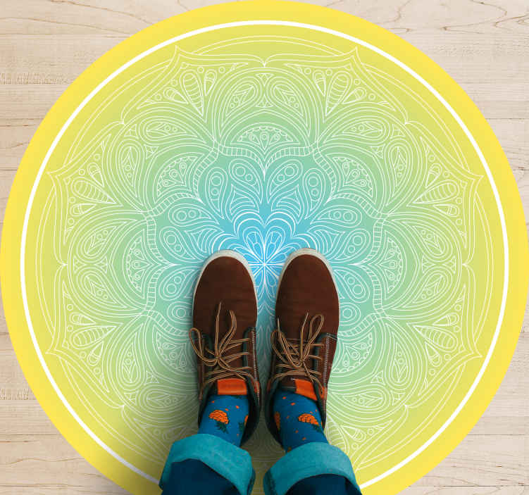 Covor de vinil cu model mandala albastru și galben - TenStickers