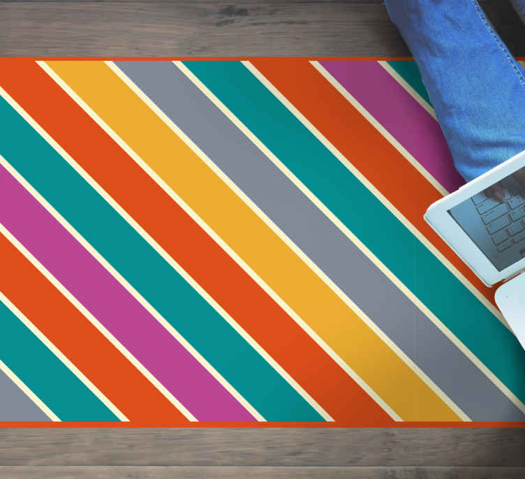 Colorful Striped Surface living room vinyl rug - TenStickers
