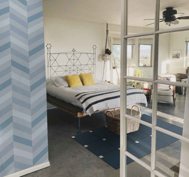 tapis vinyle salon Style nordique bleu moderne - TenStickers