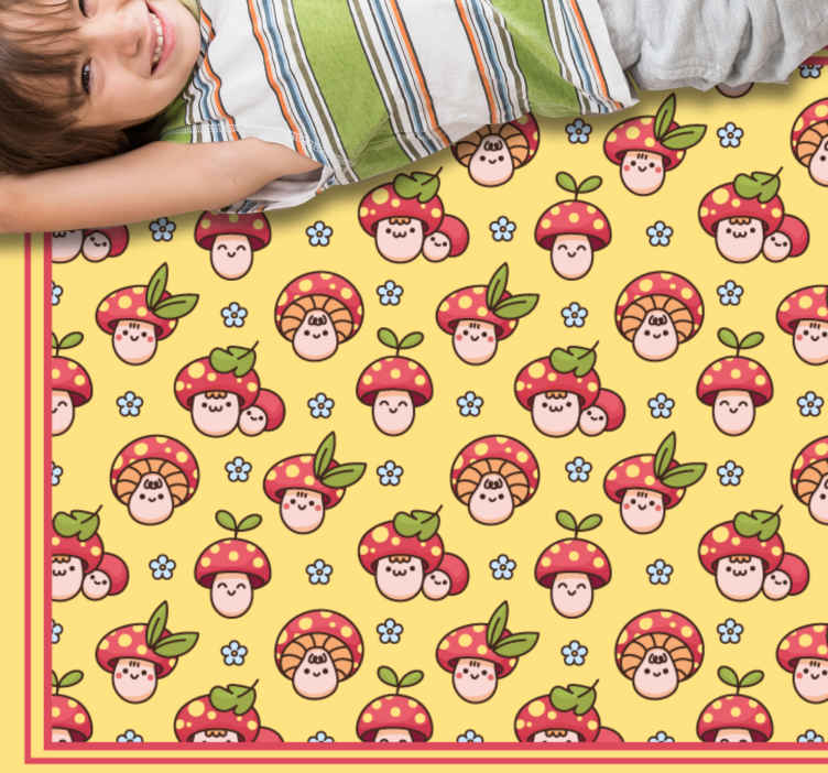 Tappeto in pvc con fiori e piante Simpatico motivo di funghi che