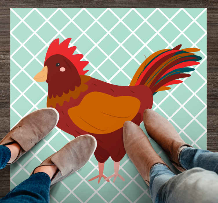Kırmızı horoz yan görünüm hayvan halısı - TenStickers