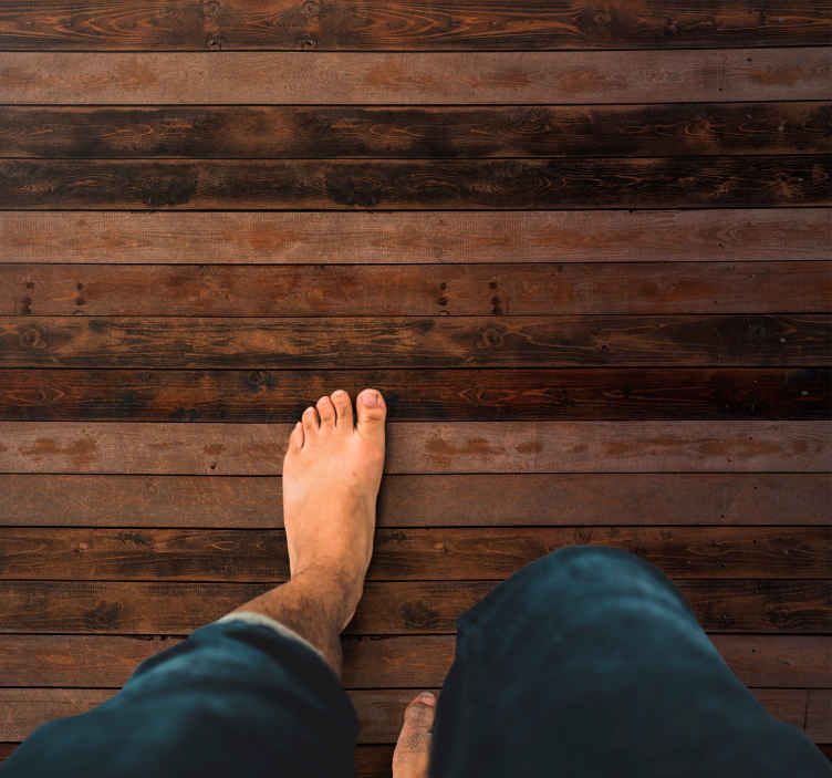 Brown horizontal planks wood effect vinyl rug - TenStickers