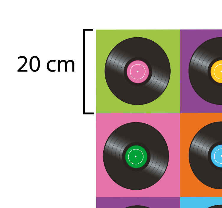 Musical vinyl disk plates pattern kitchen vinyl rug - TenStickers