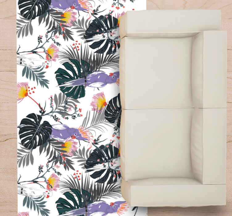 Tapis vinyle perroquets rouges et violets - TenStickers