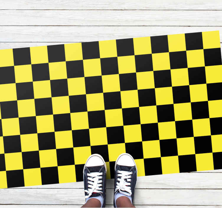 Alfombra de vinilo damero amarillo y negro - TenVinilo