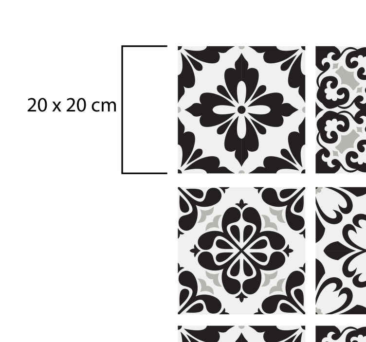 Black and white tiles modern kitchen vinyl rug TenStickers