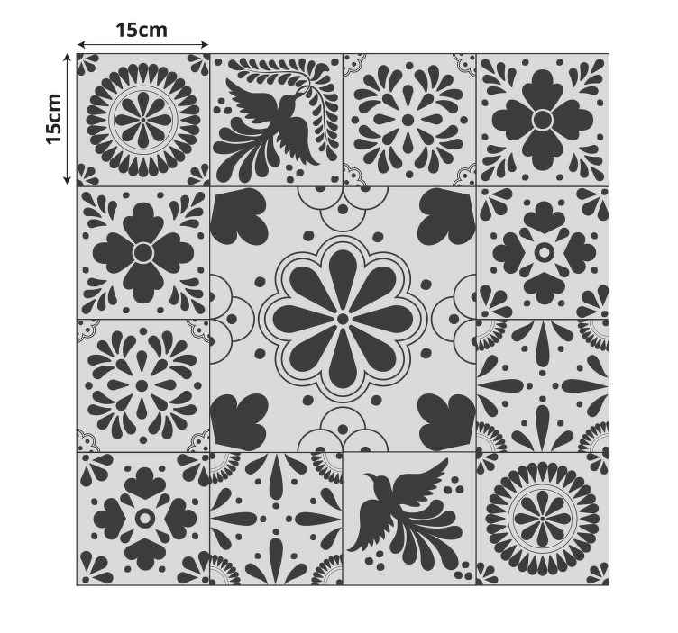 Greyscale tiles kitchen vinyl rug TenStickers