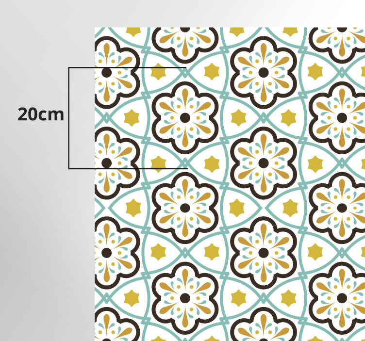 Alfombra vinilo azulejos patrón inspirado en flores - TenVinilo