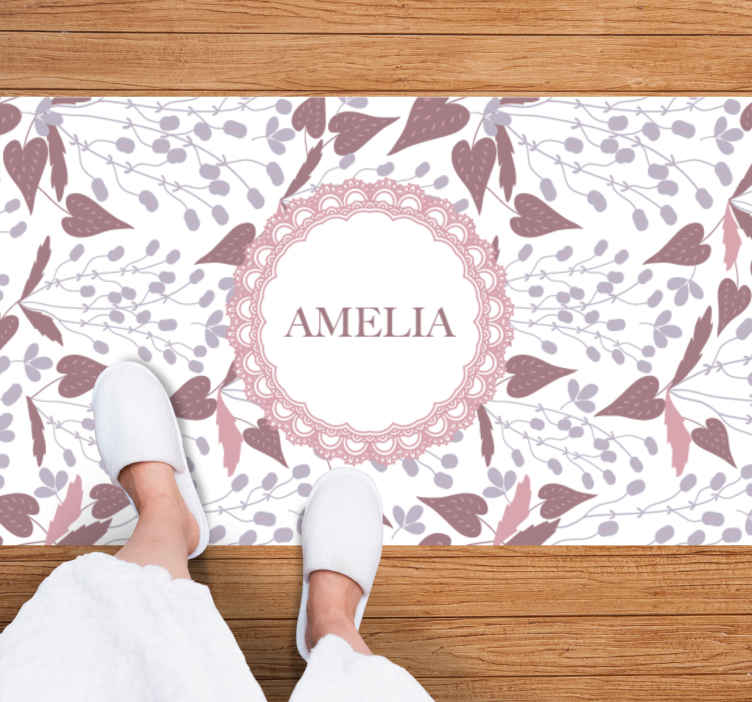 Alfombra vinílica personalizable patrón floral - TenVinilo
