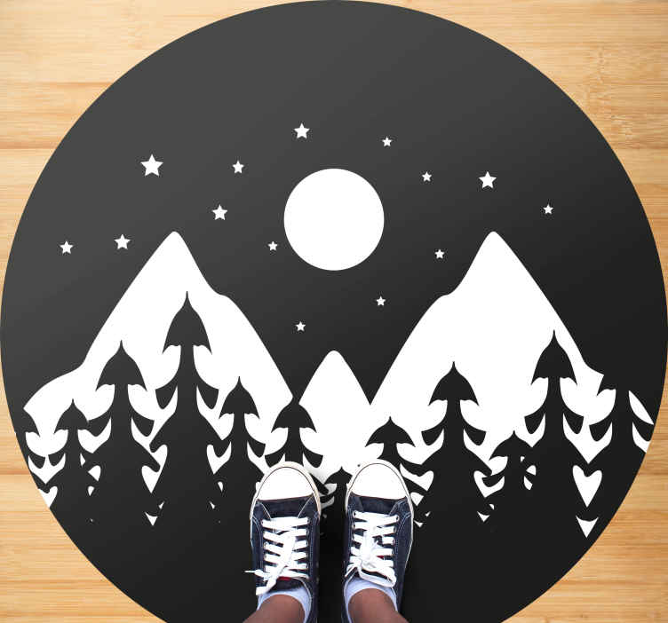 Alfombra vinílica naturaleza escena de silueta de montaña - TenVinilo