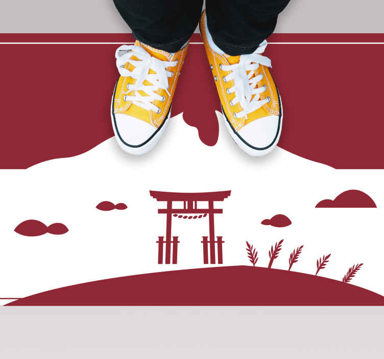 Alfombra vinílica mapamundi paisaje japonés - TenVinilo