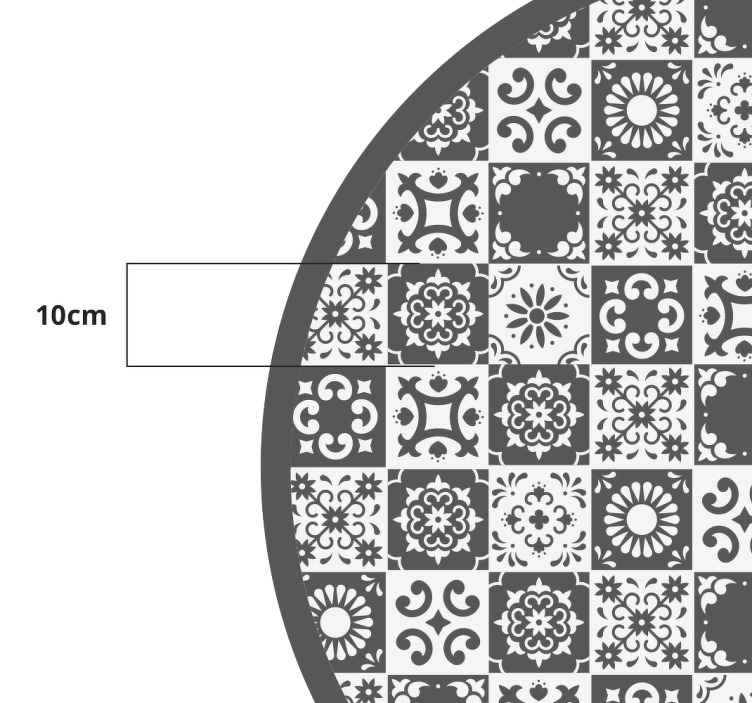 Tappeto in pvc rotondo piastrelle iberiche grigie - TenStickers