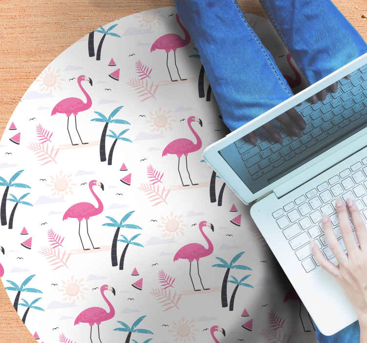Tropisk pink flamingo dyretæppe - TenStickers