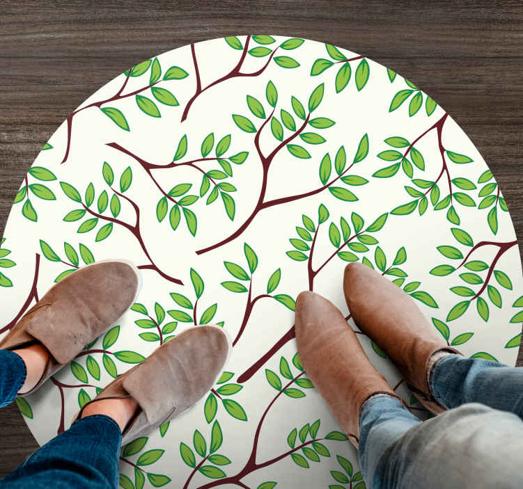 Alfombra vinílica naturaleza patrón de ramas frondosas - TenVinilo