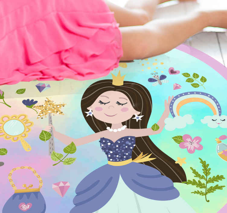 Princess večbarvno tapeta otroška vinil preproga - TenStickers