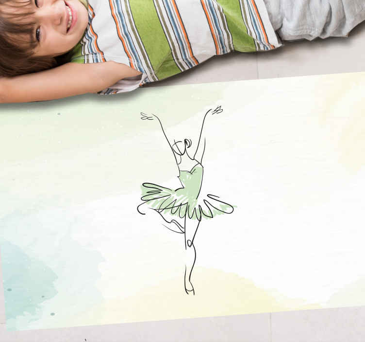 køber Lokomotiv Autonomi Ballerina i pose line art børn vinyl tæppe - TenStickers