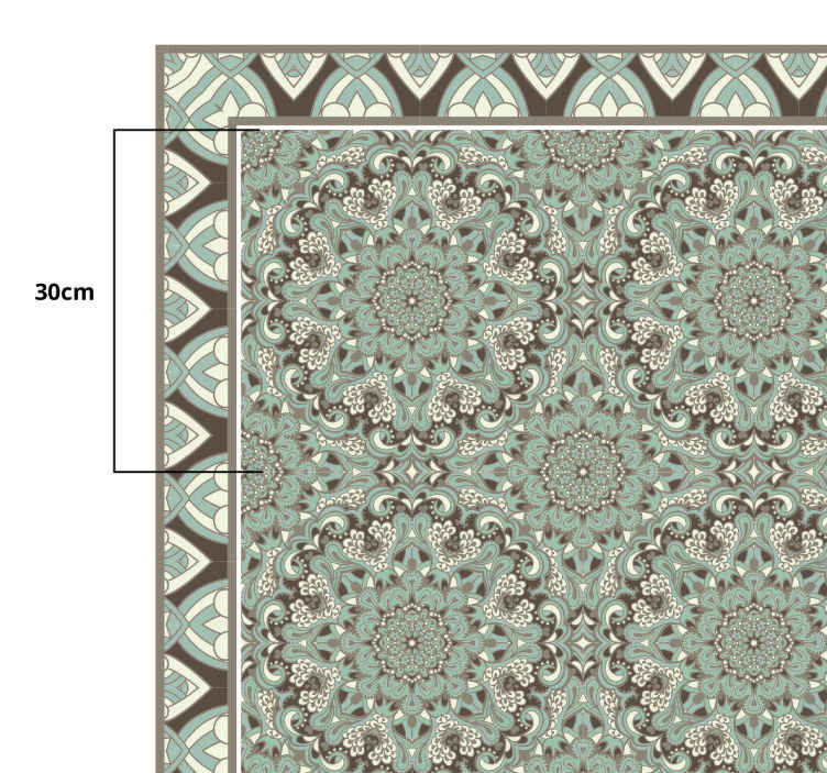 Alfombra vinílica comedor patrón de mosaico floral - TenVinilo