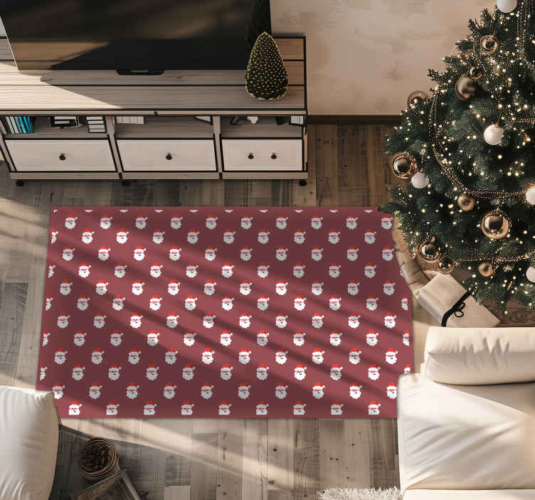 Santa claus červený vzor vianočný vinylový koberec - Tenstickers