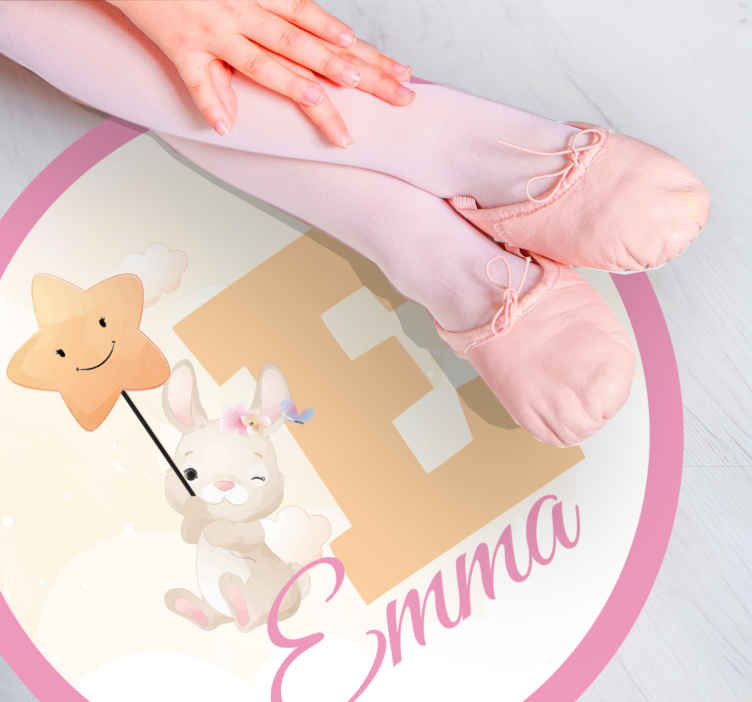 Tappeto in vinile forma rotonda Simpatici animali coniglietto con