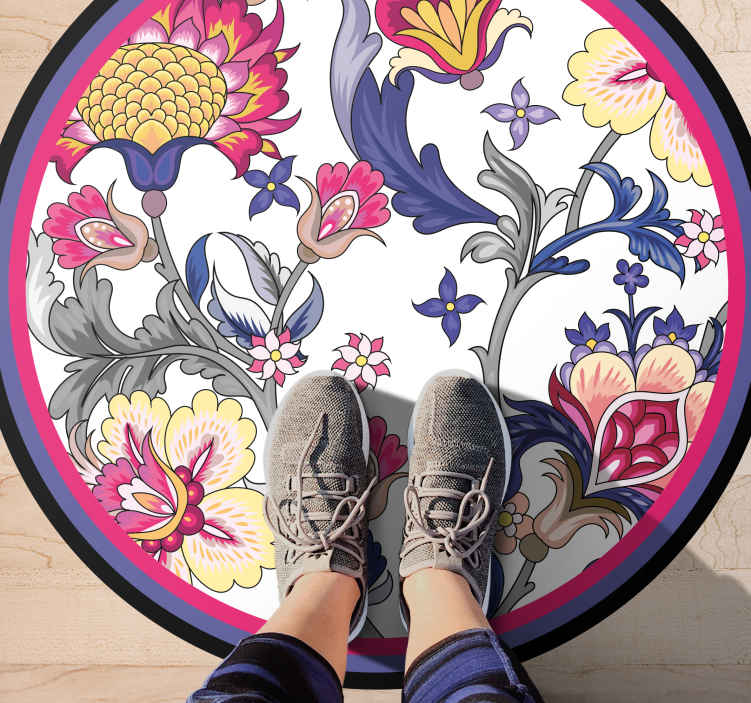 Tappeto in pvc con fiori e piante Arte popolare etnica foderata s