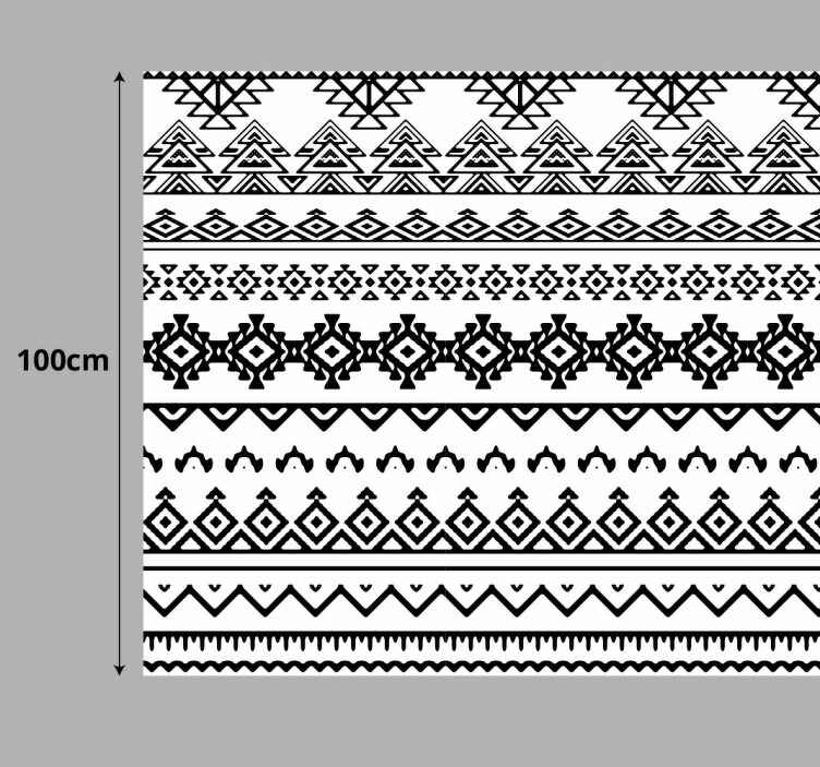 Geometric black and white ethnic print vinyl hallway runner - TenStickers