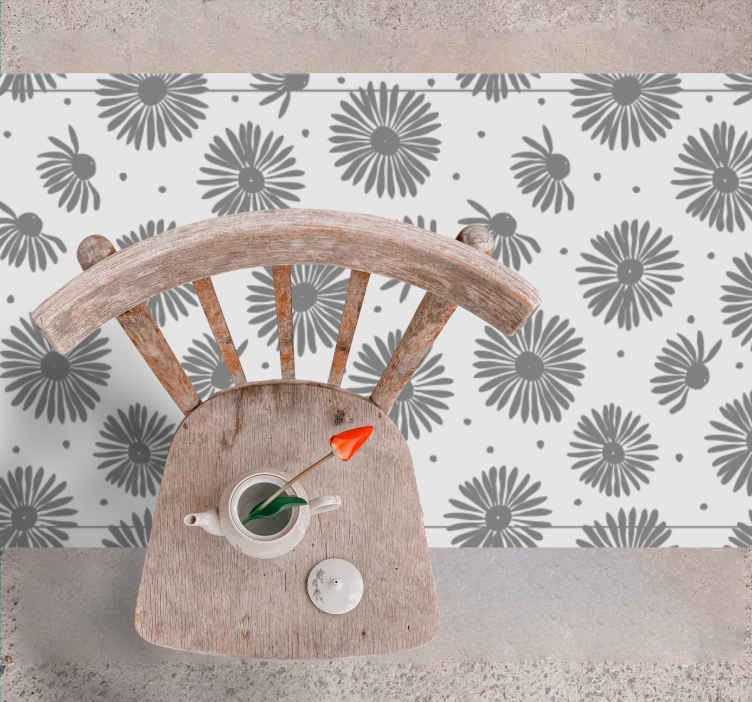 Tappeto in pvc con fiori e piante Fiori dai toni grigi caldi