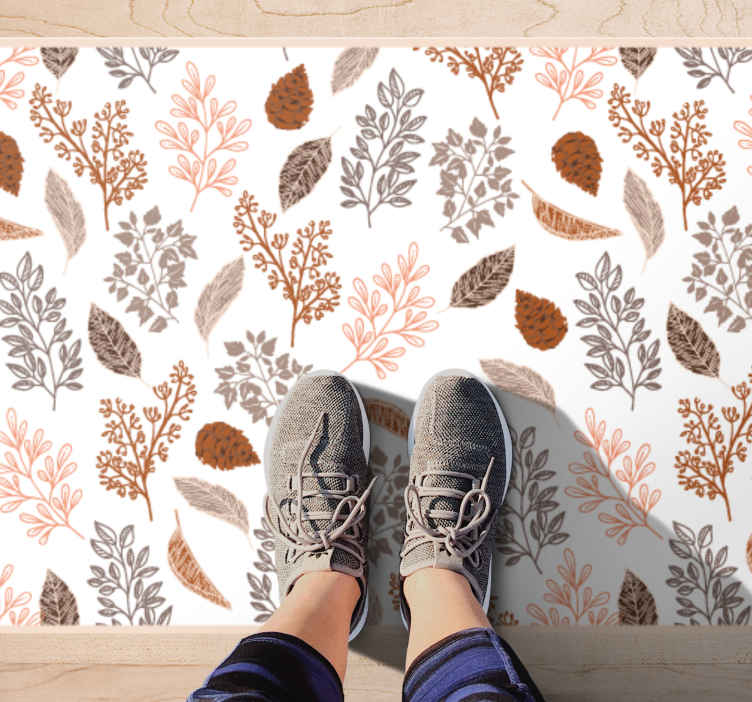 Tappeto in pvc con fiori e piante Ramoscelli dorati modello boho