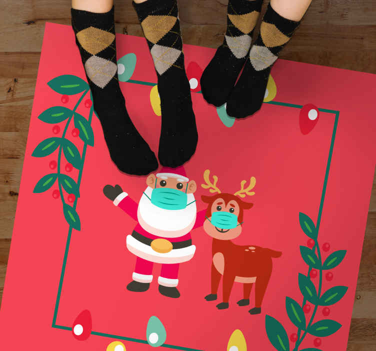 Alfombra vinílica navidad amuleto de papá noel con máscara - TenVinilo