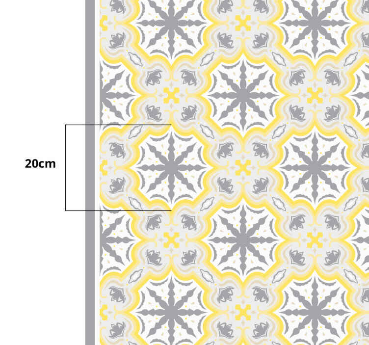 Gray and Yello Star Pattern kitchen vinyl rug - TenStickers