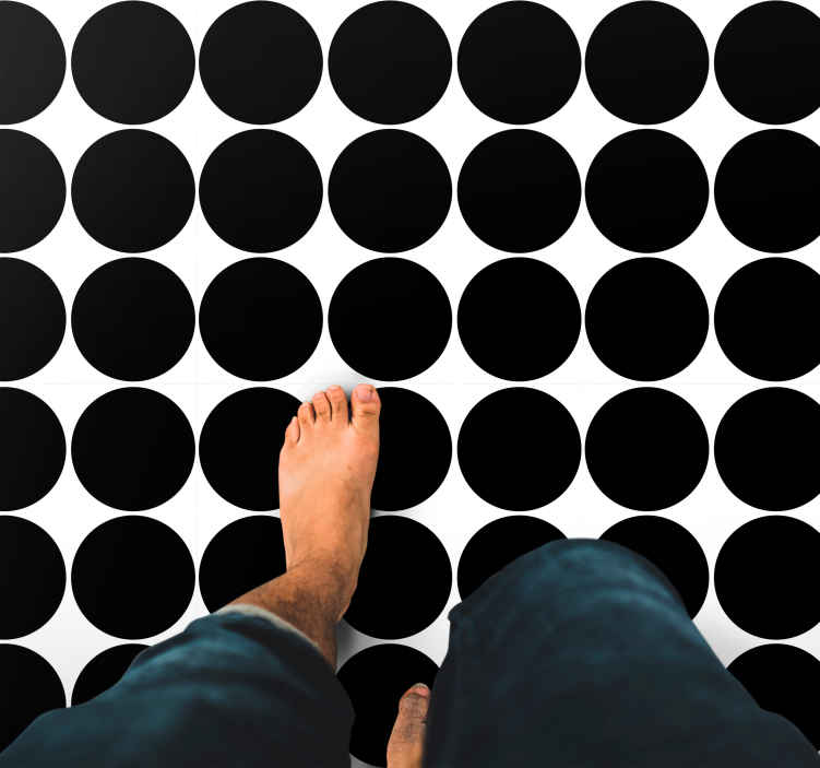 Alfombra de vinilo geométrica Patrón de puntos negros - TenVinilo