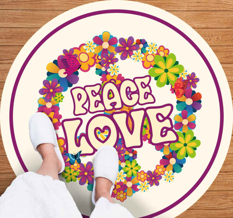 Barışçıl mesaj çiçekler ve bitkiler pvc halı - TenStickers