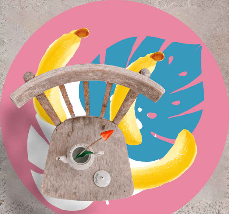 Tappeto in vinile stile retro/vintage Banana su sfondo rosa