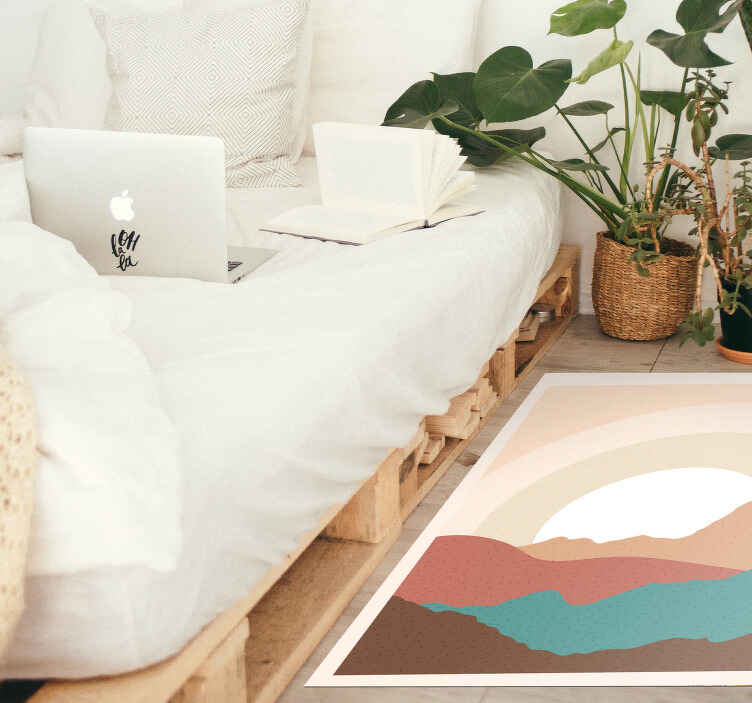 Alfombra vinílica naturaleza capas abstractas de montaña - TenVinilo