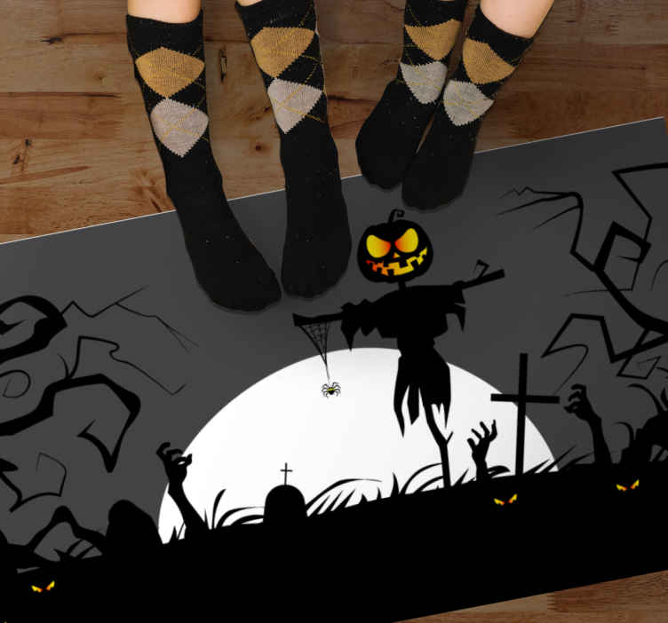Tapis vinyle halloween décor de cimetière étrange - TenStickers