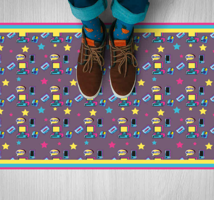 Alfombra vinílica infantil juguetes tecnológicos coloridos - TenVinilo