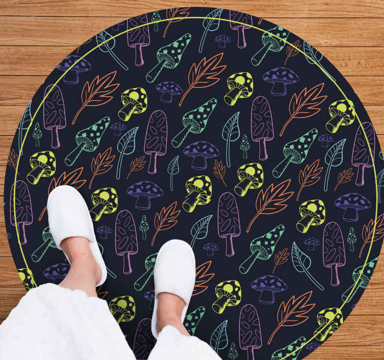 Tappeto in pvc con fiori e piante Funghi dai colori vivaci