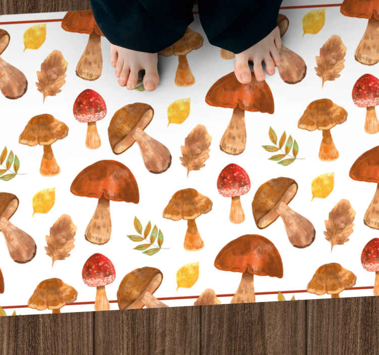 Mantar ve yaprak doğa pvc halı - TenStickers