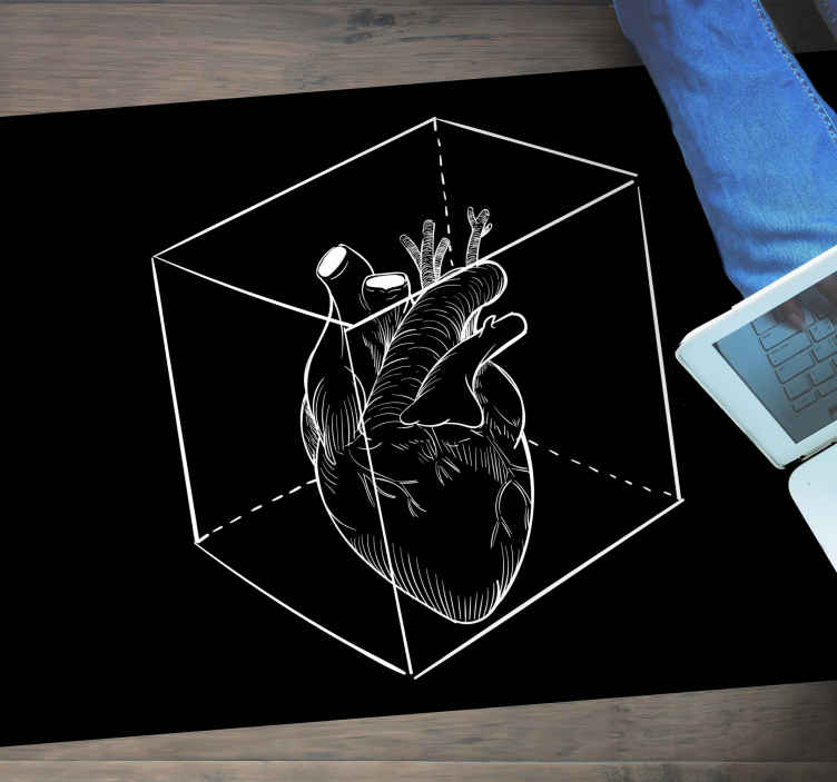 Tappeto in pvc per camera da letto Cuore prigioniero in bianco e