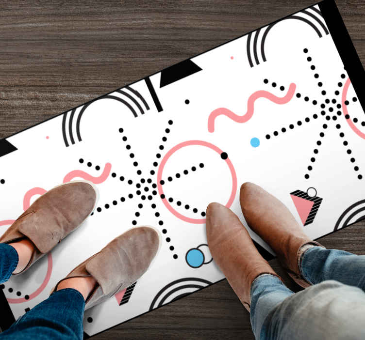 Tapis vinyle moderne motif géométrique blanc - TenStickers