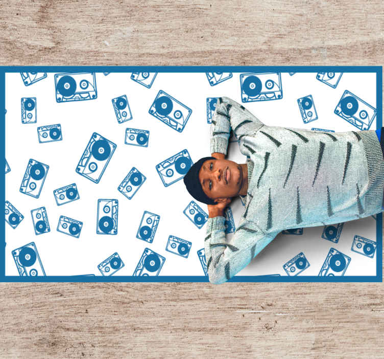 Tappeto in vinile stile retro/vintage Modello di cassette blu