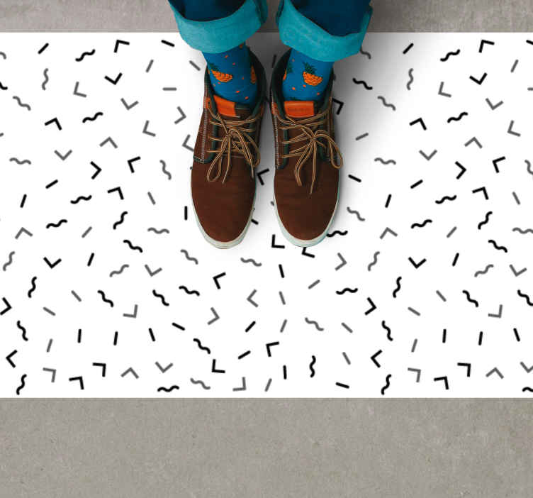 Tappeto in vinile stile retro/vintage Motivo nero con linee