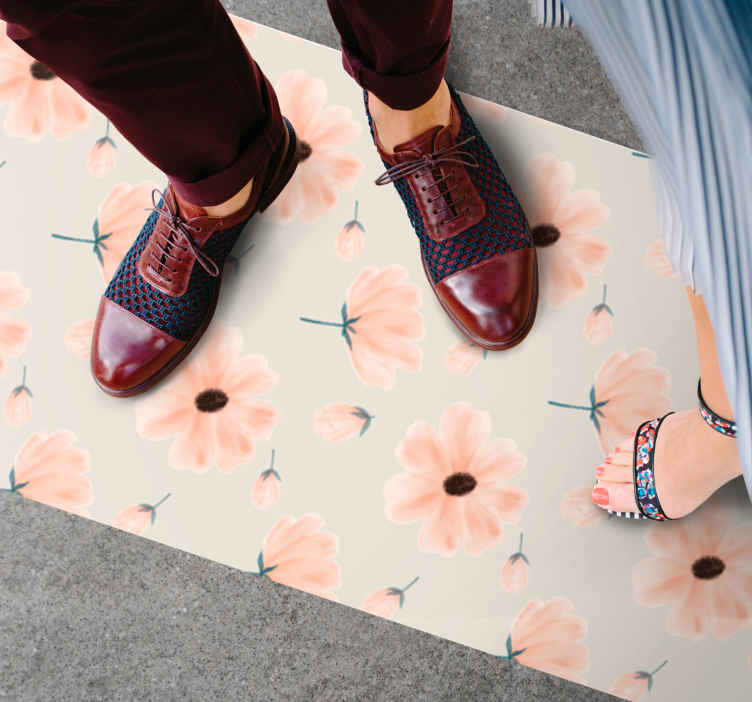 Tappeto in pvc con fiori e piante Acquarella fiori grandi