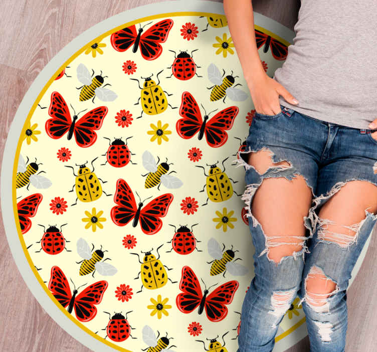 Colorful Insect Pattern animal vinyl rug - TenStickers