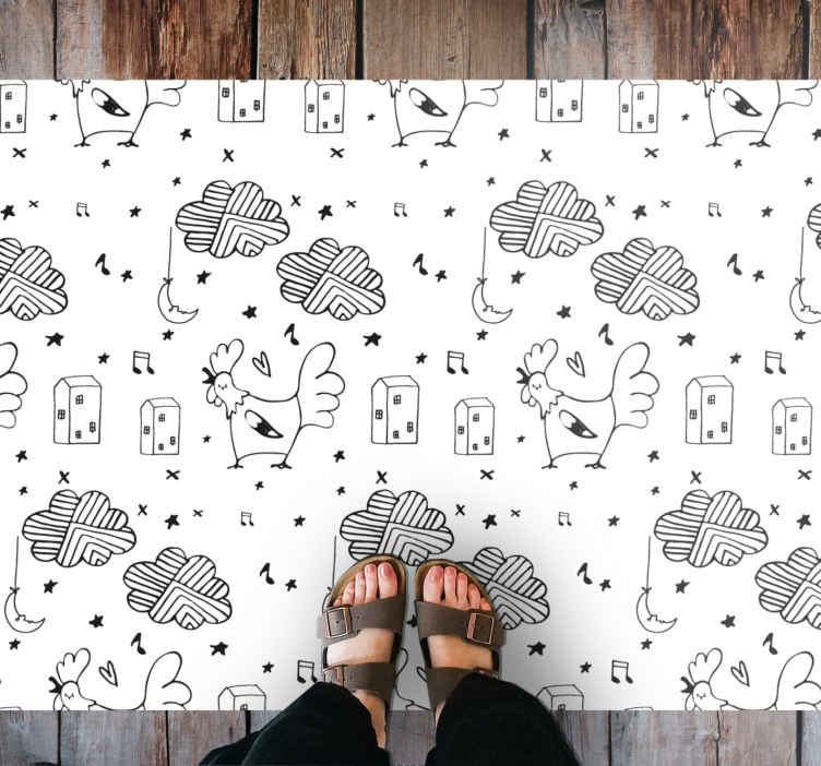 Tapis vinyle pour enfants conception de volaille minimaliste - TenStickers