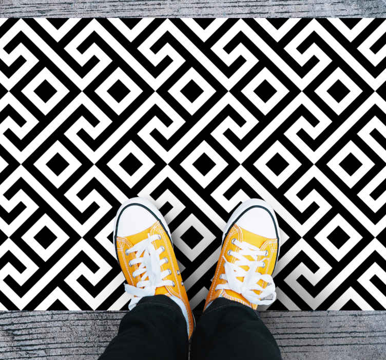 Covor cu model geometric complicat alb-negru - TenStickers