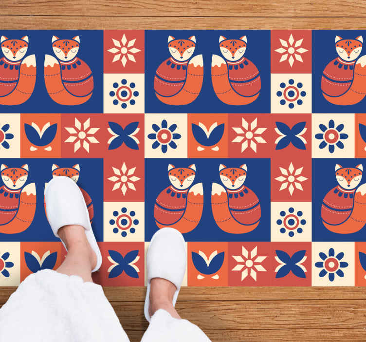 Colourful Fox Patterns vinyl rug - TenStickers